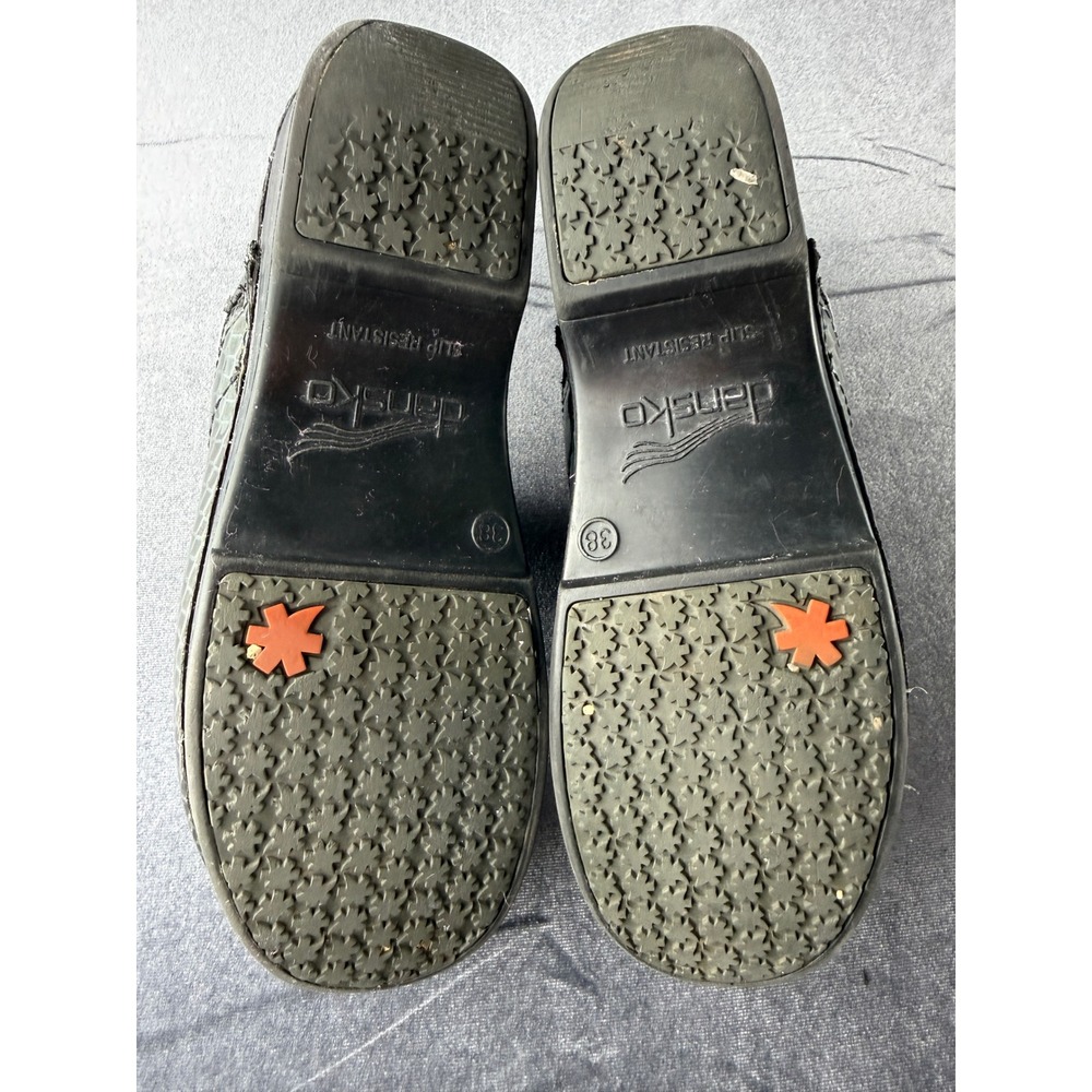 Dansko XP Professional Clogs Green Snakeskin Patent Leather Slip Resistant 38 - Picture 6 of 9